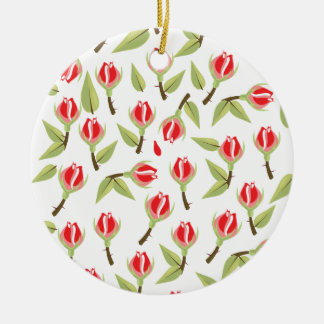 Red Rose Pattern Ceramic Tree Decoration