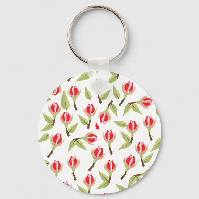 Red Rose Pattern Key Ring (Front)