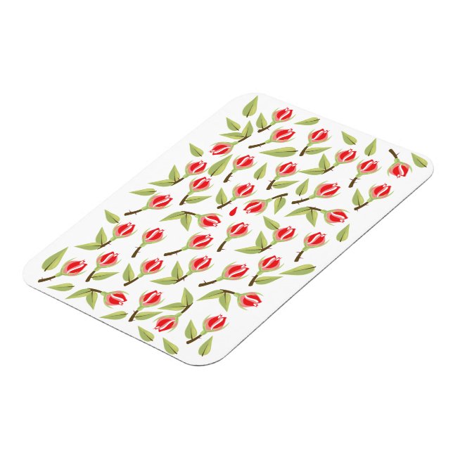 Red Rose Pattern Magnet (Left Side)