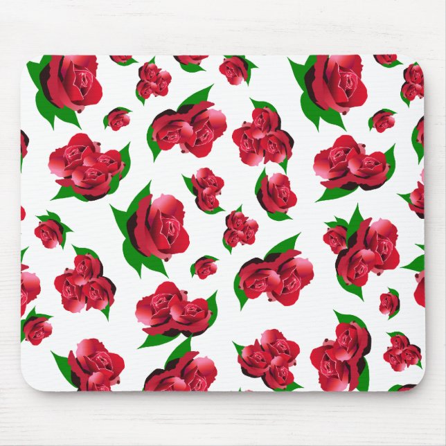 Red Rose Pattern Mouse Mat (Front)