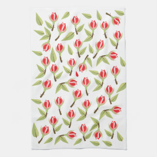 Red Rose Pattern Tea Towel