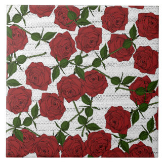Red Rose Pattern Tile