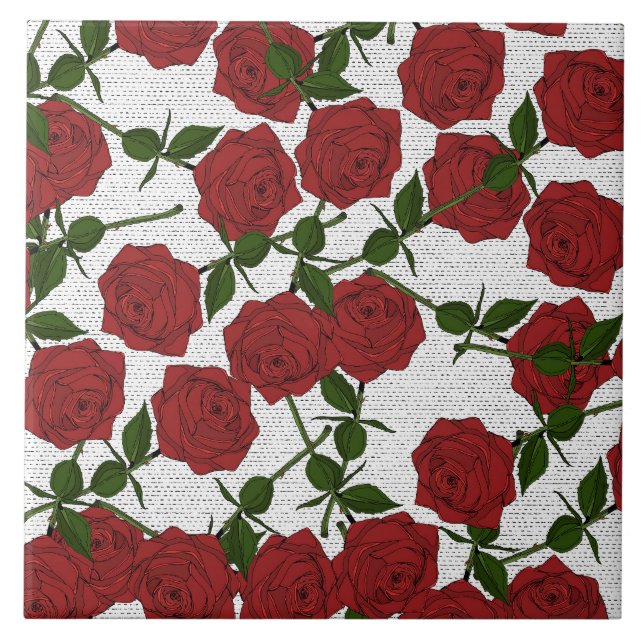 Red Rose Pattern Tile (Front)
