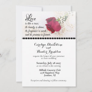 Red Rose & Pearls Wedding Invitation