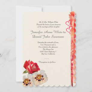 Red Rose & Peonies Custom Invitation