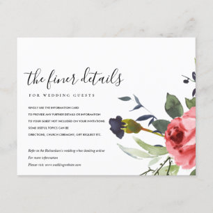 RED ROSE PEONY EUCALYPTUS FLORAL WEDDING DETAILS ENCLOSURE CARD