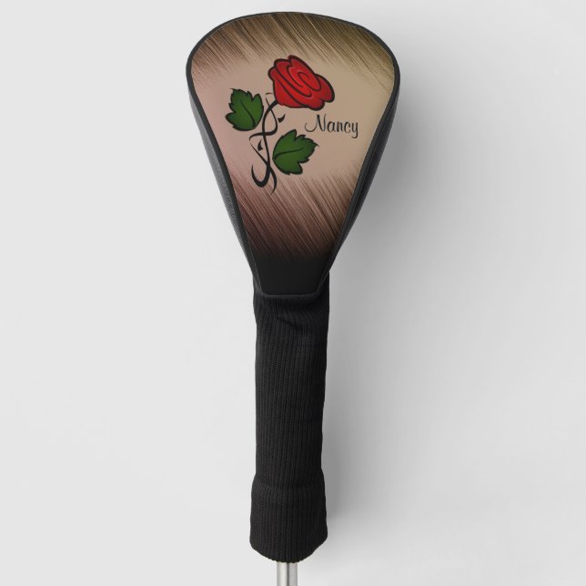 Red Rose Personal Golf Head Cover (Front)