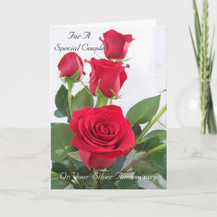 Red Rose Personalised 25th Wedding Anniversary Card