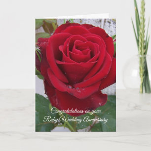 Red Rose Personalised 40th Wedding Anniversary Card