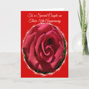 Red Rose Personalised 70th Wedding Anniversary Card
