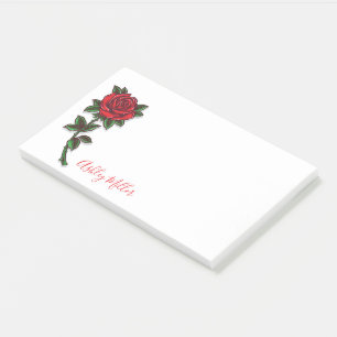Red Rose Personalised Post-it Notes