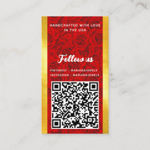 Red Rose Personalised QR Code Earring Display Card