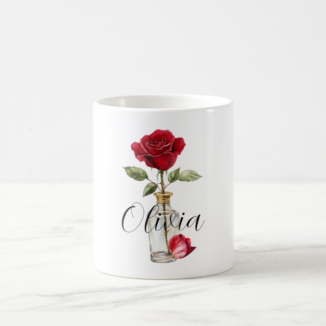 Red Rose & Petal Coffee Mug (Center)