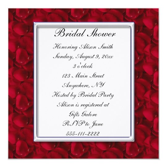 Red Rose Petals Bridal Shower Invitation