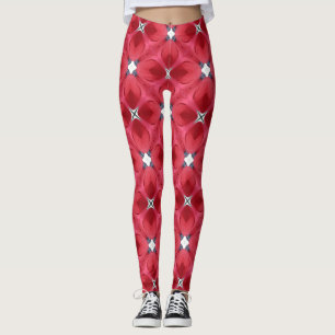 Red Rose Petals Diamond Pattern Leggings