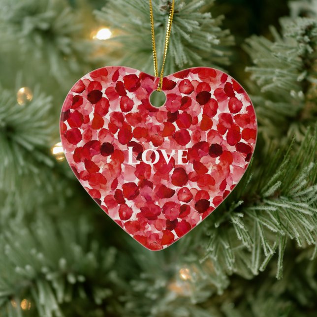 Red Rose Petals Floral Ceramic Tree Decoration (Tree)