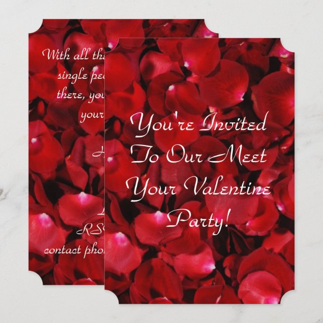 red rose petals horizontal invitation (Front/Back)