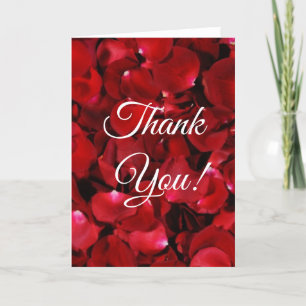 red rose petals horizontal thank you card