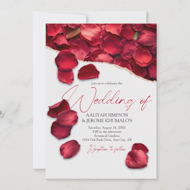 Red Rose Petals Invitation (Front)