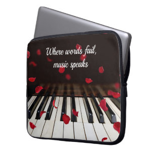 Red Rose Petals On Piano  Laptop Sleeve