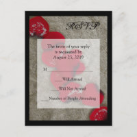 Red Rose Petals on Sand Beach Wedding RSVP