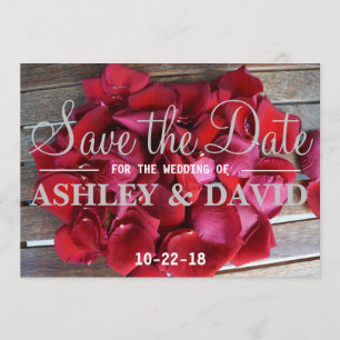 Red Rose Petals Save the Date Card
