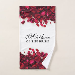 Red Rose Petals Wedding Mother of the Bride Hand Towel