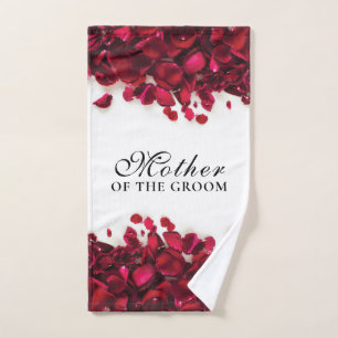 Red Rose Petals Wedding Mother of the Groom Hand Towel