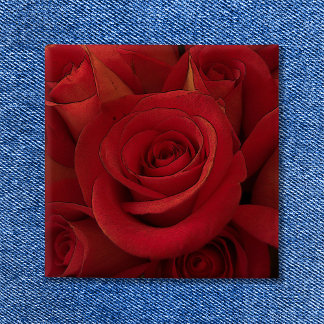 Red Rose Photo Art 15 Cm Square Badge