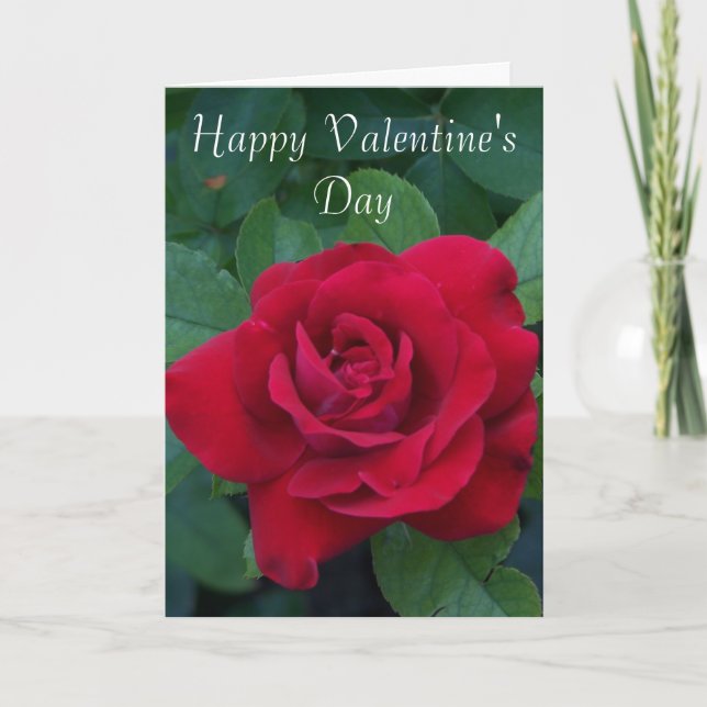 Red Rose Photo Holiday Card (Front)