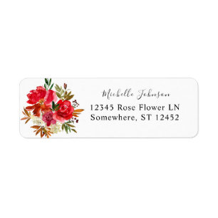Red Rose & Pink Floral Return Address