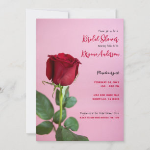 Red Rose Pink Romantic Elegant Bridal Shower Invitation