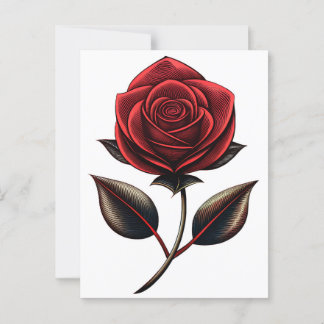 red rose postcard