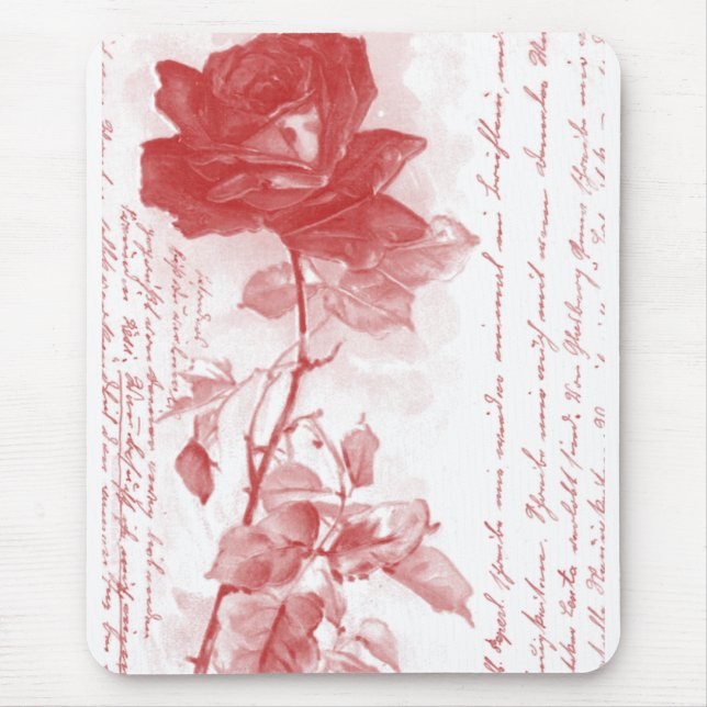Red Rose Postcard Design Mouse Mat (Front)