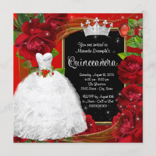 Red Rose Princess Quinceanera Invitation