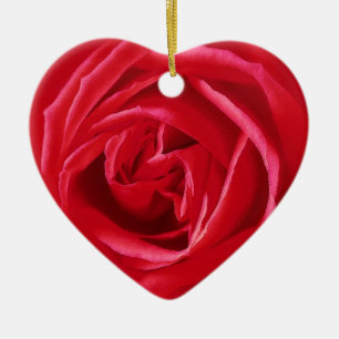 Red rose print ceramic tree decoration