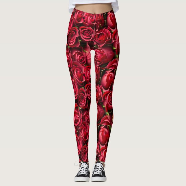 Red Rose print leggings (Front)