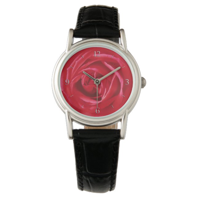 Red rose print watch (Front)