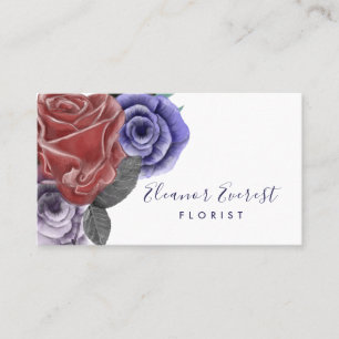 Red rose professional florist business business card
