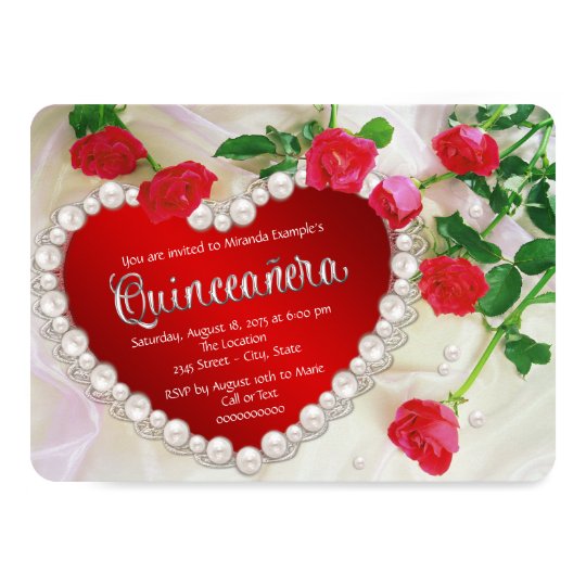Red Rose Quinceañera Card