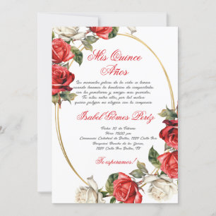 Red Rose Quinceanera invitation