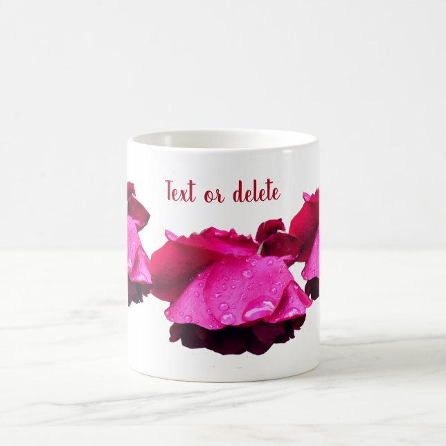 Red Rose Raindrops Personalised Coffee Mug (Center)