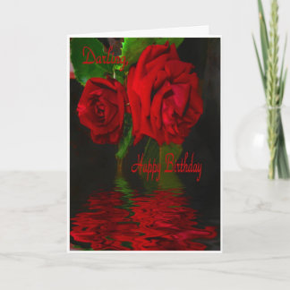 Red Rose Refelcted-Happy Birthday Darling Card
