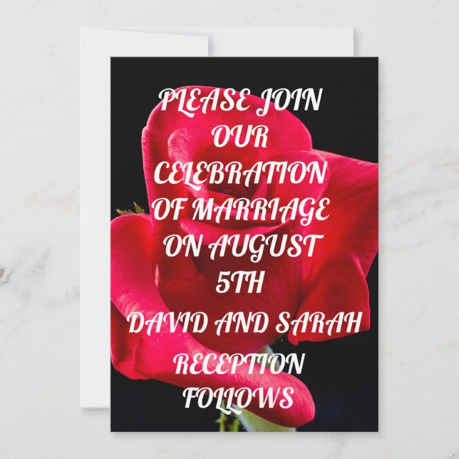 RED ROSE ROMANTIC ELEGANT WEDDING INVITATIONS (Front)