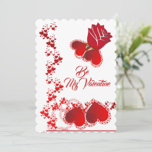 Red Rose Romantic Hearts Be My Valentine  Holiday Card
