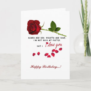 Red Rose Romantic I Love You Birthday Card