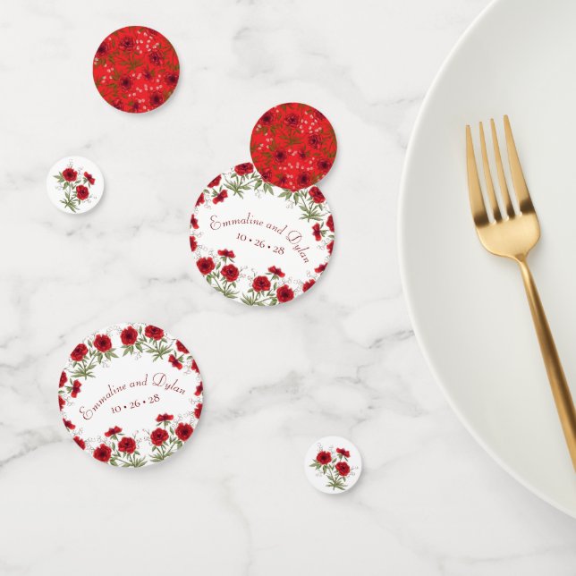 Red Rose Romantic Wedding Confetti (Group)