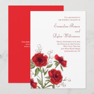 Red Rose Romantic Wedding Invitation