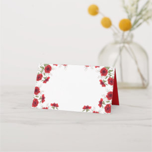 Red Rose Romantic Wedding Place Card