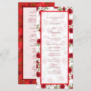 Red Rose Romantic Wedding Programs Menu